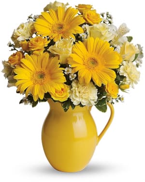 Teleflora's Sunny Day Pitcher of Cheer Flower Bouquet