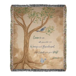 Come To Me All Who Are Weary Tapestry Throw Flower Bouquet