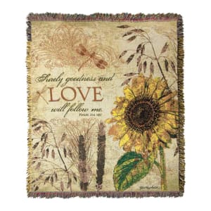 Surely Goodness and Love Tapestry Throw Flower Bouquet