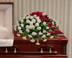 CC-3 Casket cover de rosas y claveles Flower Bouquet