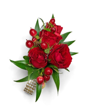 Crimson Corsage Flower Bouquet