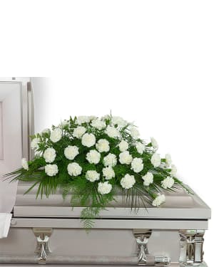 Peaceful in White Casket Spray Flower Bouquet