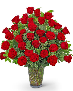 Three Dozen Elegant Red Roses Flower Bouquet