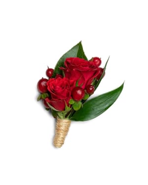 Crimson Boutonniere Flower Bouquet