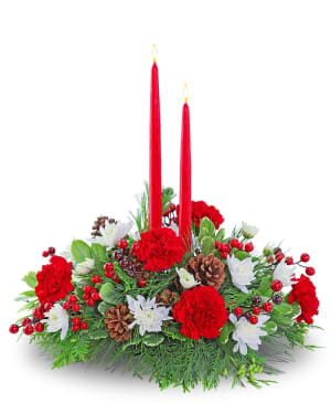 Holly Jolly Centerpiece Flower Bouquet