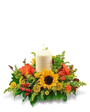 Seasonal Saffron Centerpiece Flower Bouquet