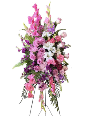 Purple, Pink, & White Spray Flower Bouquet