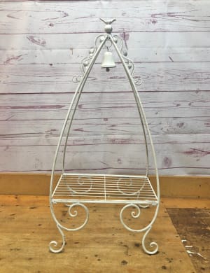 Bird and Bell Metal Plant Stand Flower Bouquet