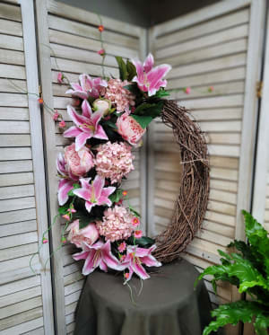 Pure Pink Wreath Flower Bouquet