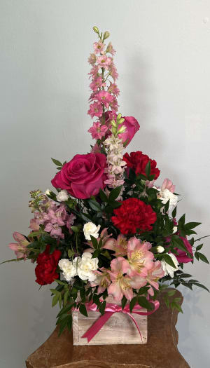 Hot Pink Box Flower Bouquet