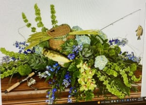 Fishing Memories Casket Spray Flower Bouquet