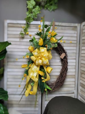 Yellow Butterfly Wreath Flower Bouquet