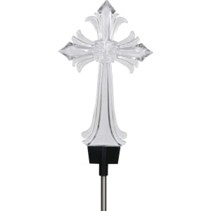 Solar Powered LED Cross Stake Flower Bouquet