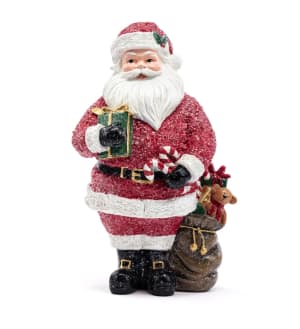 Santa Holding Gift and Candy Cane Flower Bouquet