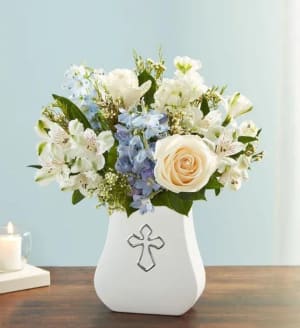 Sacred Blessings Blue & White Flower Bouquet