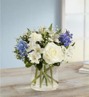 Loving Sentiments Blue & White Flower Bouquet
