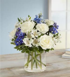 Loving Sentiments Blue & White Flower Bouquet