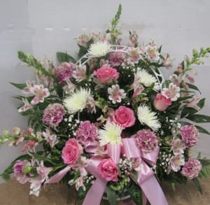 Sweet Serenity Funeral Basket Flower Bouquet