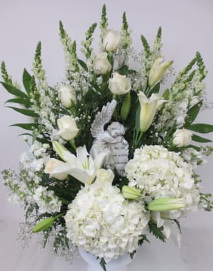 Angelic Embrace Funeral Basket Flower Bouquet