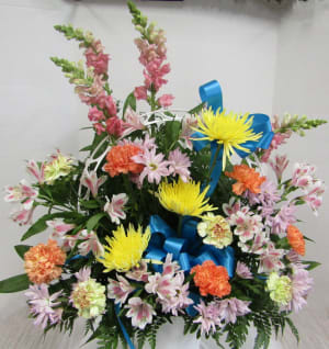 Colorful Reflections Funeral Basket Flower Bouquet