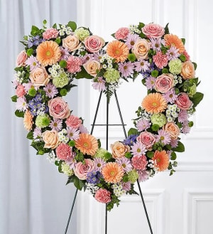 Always Remember™ Floral Heart Tribute- Pastel Flower Bouquet