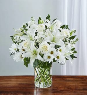 Sincerest Sorrow All White Flower Bouquet