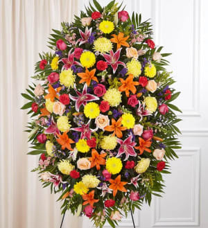 Sympathy Standing Spray - Bright Flower Bouquet