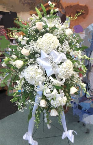 Purity and Peace Standing Spray Flower Bouquet