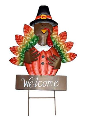 Metal Pilgrim Turkey Stake Flower Bouquet