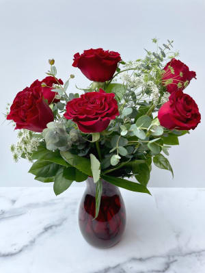 Half Dozen Red Rose Bouquet Flower Bouquet