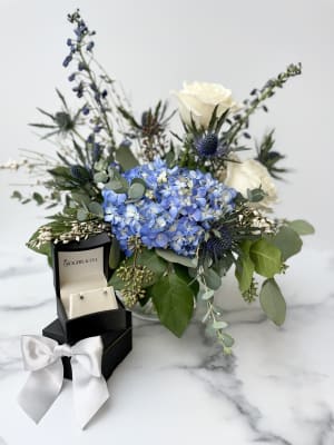 Sapphire Splendor Earrings and Flowers Package Flower Arrangement Sapphire Splendor Earrings and Flowers Package Flower Bouquet