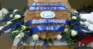 Police Badge Standing Spray Flower Bouquet