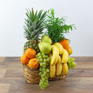 Green Goodness Fruit & Plant Basket Flower Bouquet