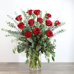 Red Roses with Eucalyptus Foliage (12)