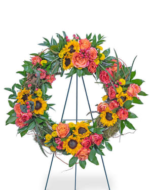 Sunset Reflections Wreath Flower Arrangement Sunset Reflections Wreath Flower Bouquet