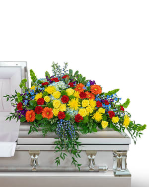 Vibrant Life Casket Spray Flower Arrangement Vibrant Life Casket Spray Flower Bouquet