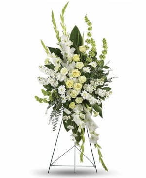 White Condolences Spray Flower Bouquet