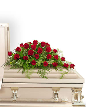 24 Red Roses Casket Spray Flower Bouquet