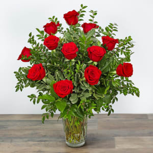One Dozen Elegant Red Roses Flower Arrangement One Dozen Elegant Red Roses Flower Bouquet