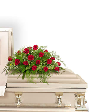 18 Red Roses Casket Spray Flower Bouquet