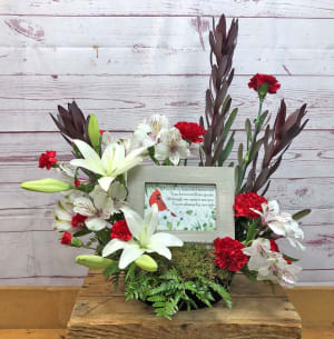 Beautiful Memories Cardinal Music Box Flower Bouquet