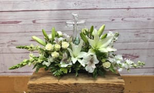 Eternal Light Bouquet with Keepsake Glass Cross Flower Bouquet