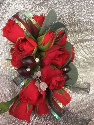 wrist corsage red & black Flower Bouquet