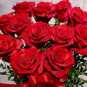 Dozen Red Roses Vased Flower Bouquet