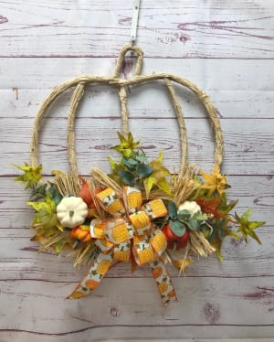 Straw Pumpkin Wreath Flower Bouquet