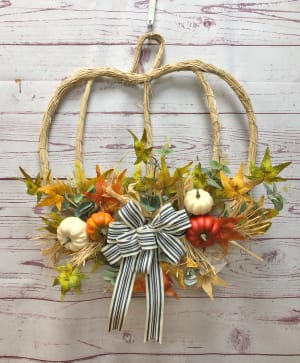 Straw Pumpkin Silk (Artificial) Wreath Flower Bouquet