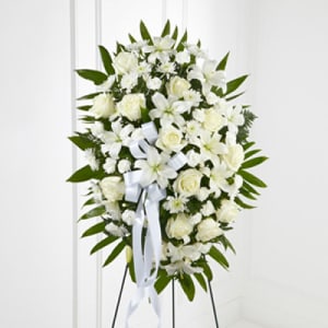 Standing Spray: Exquisite Tribute-whites Flower Bouquet