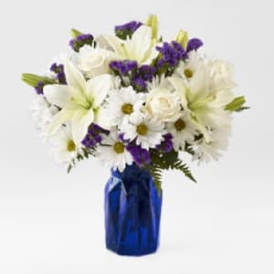 Beyond Blue Bouquet -Blue Vase Flower Bouquet