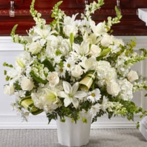 Sympathy: Thoughts of Tranquility Floor Basket Flower Bouquet