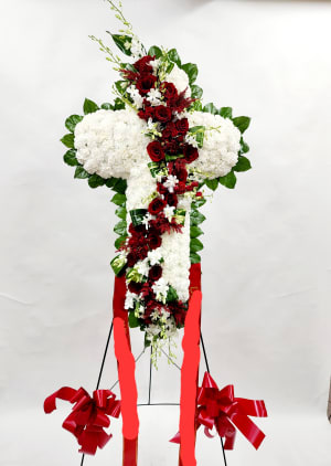 FUNERAL CROSS 15 Flower Bouquet